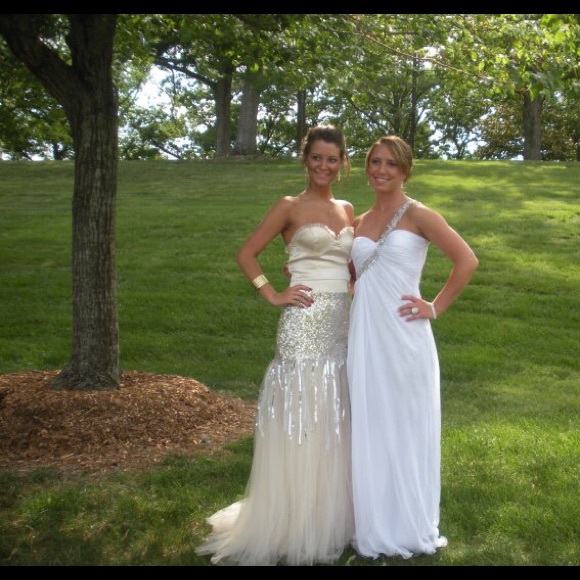 Tan shimmering prom dress. - Picture 2 of 2